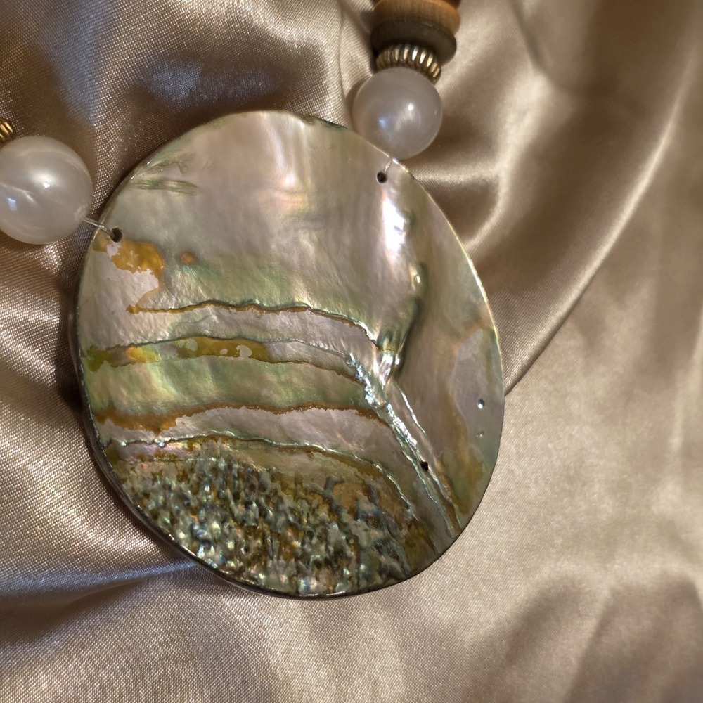 Vintage Puka Shell and Abalone Shell‎  Necklace and Pendant